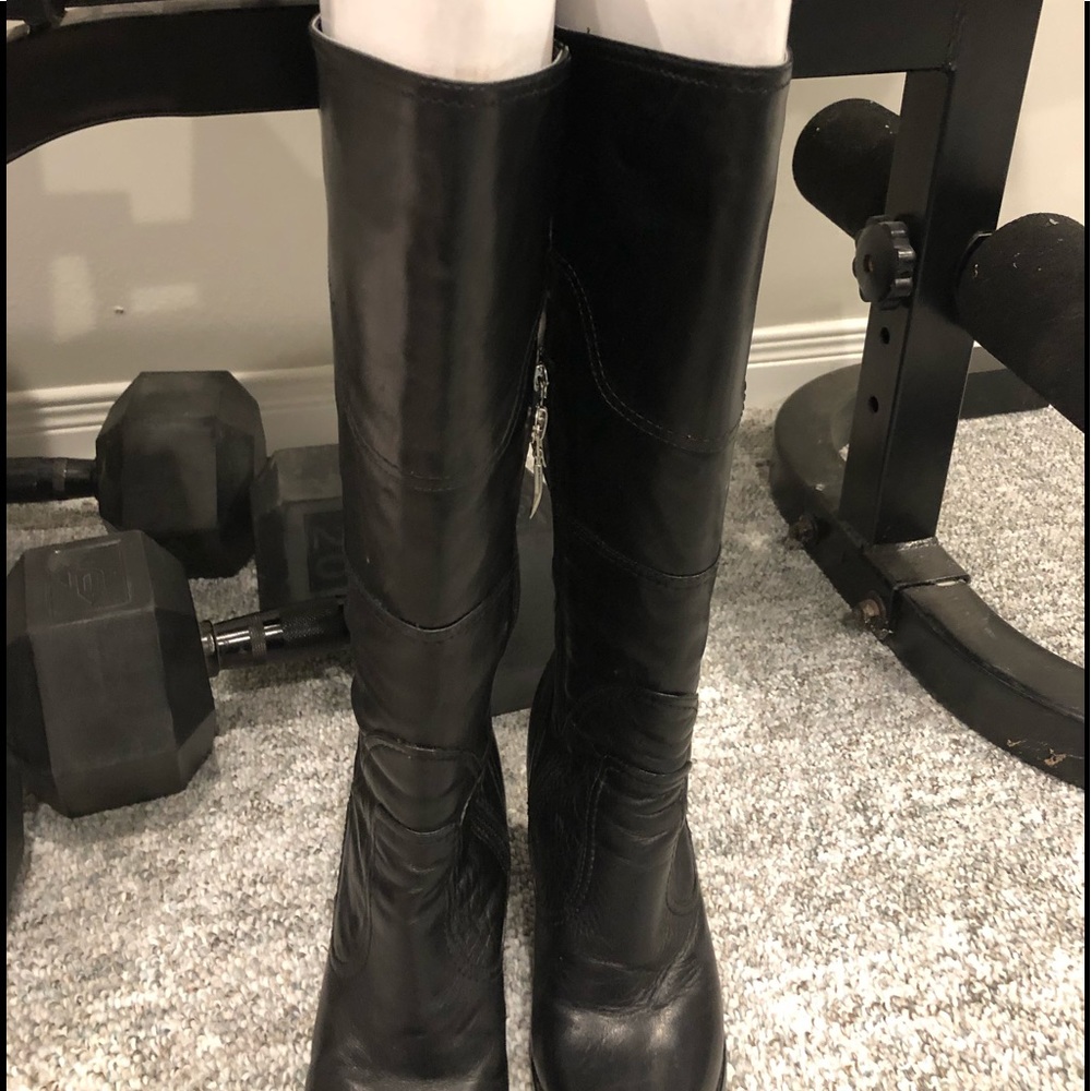 Guess black tall heeled boots!